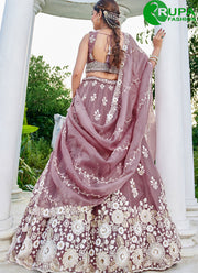 Pink and Rust Color Organza Embroidered, Sequins, Thread and Zari Work Readymade Lehenga Choli